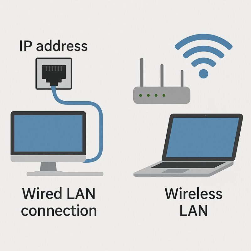Lan接続でのipアドレスと無線Lan