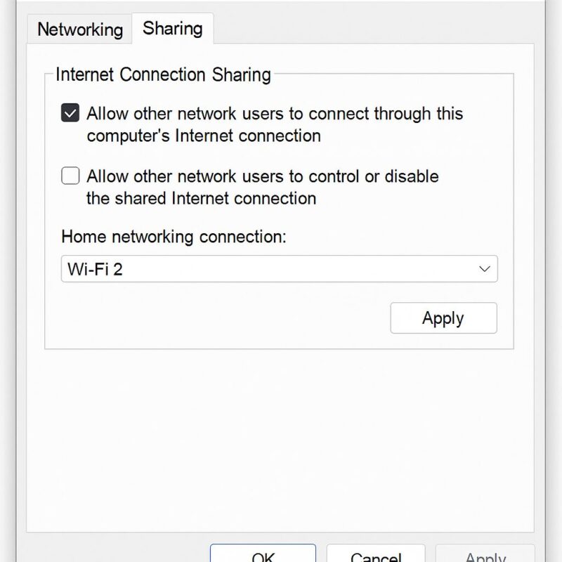 Lan接続でのインターネット共有設定