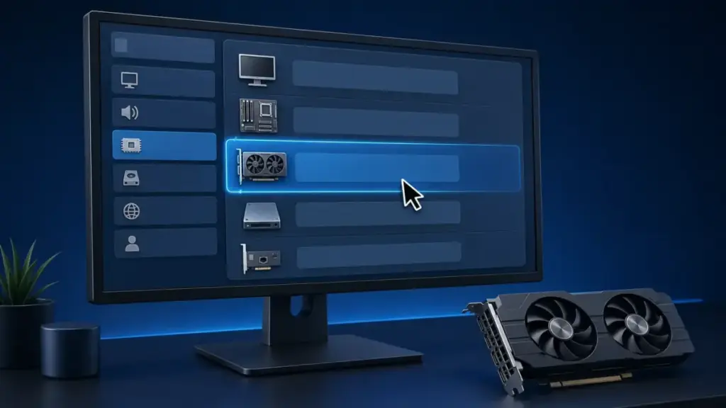 Windowsの設定画面でグラフィックスドライバを選ぶ操作イメージ