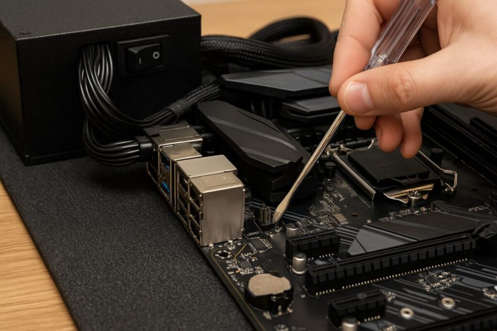 マザボの電源はどうやってつけるのか？