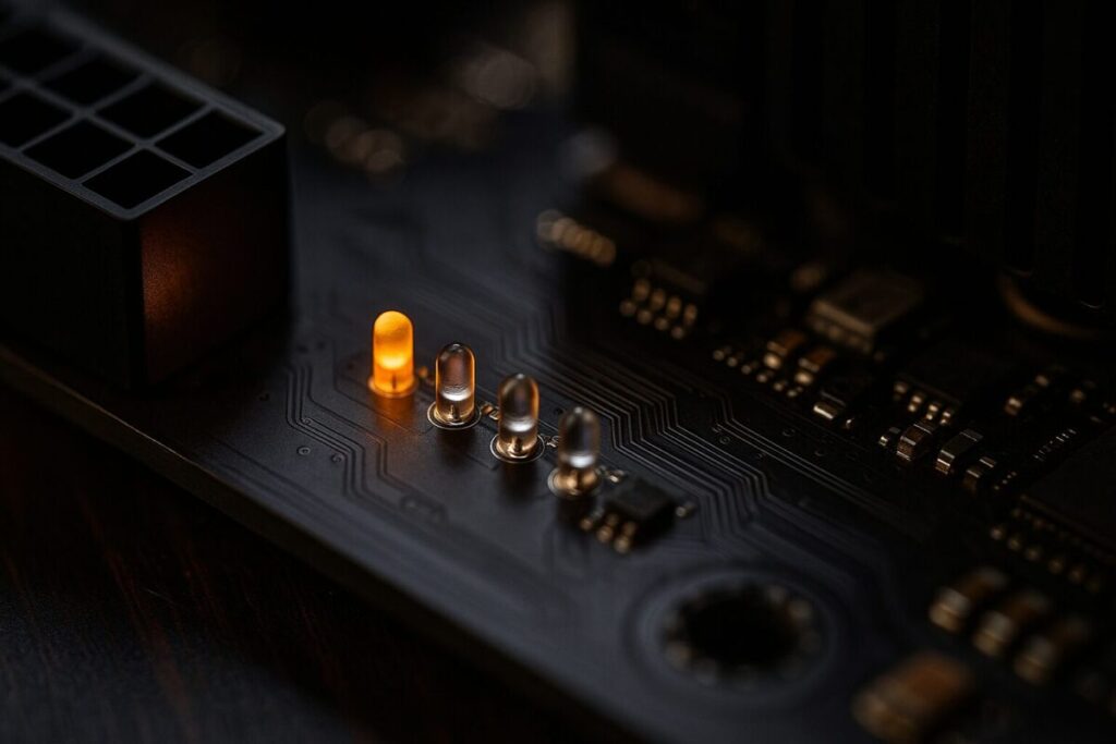 PCのマザボのランプが点灯するのはどういう意味か？