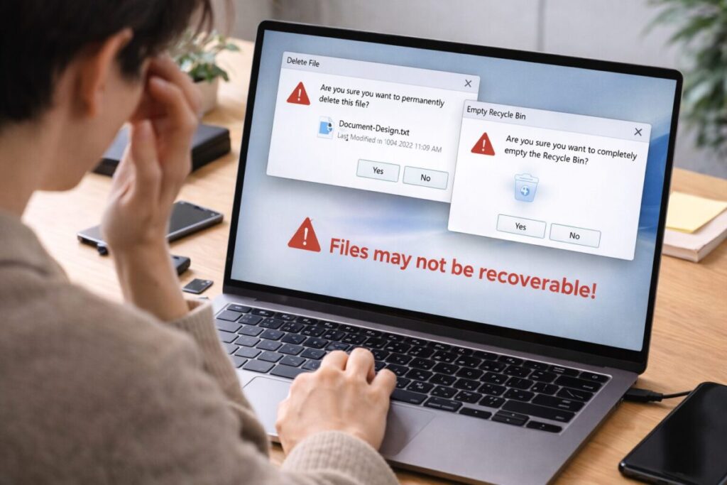 完全削除ファイル復元の注意点