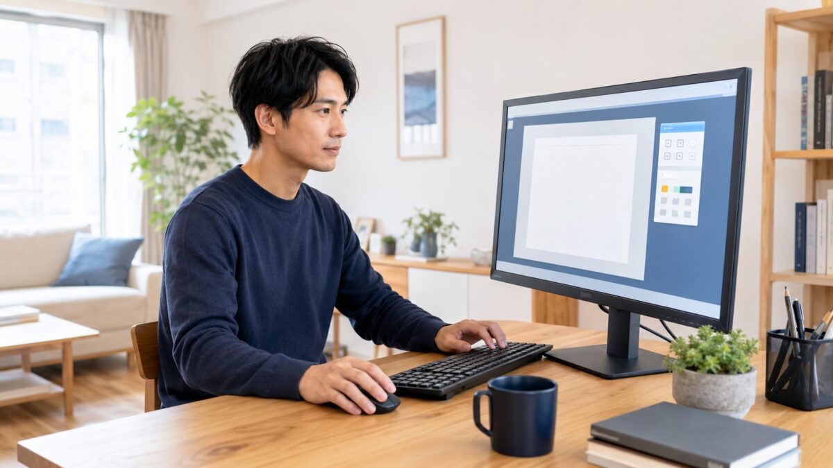 パソコンでひらがな入力へ切り替える方法を確認する様子