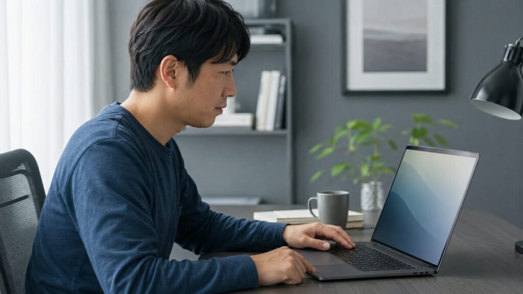 hiragana.webp
ノートパソコンの入力状態を確認する様子