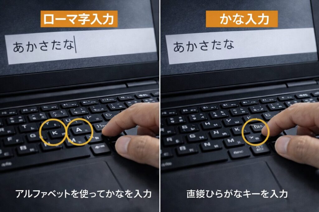 パソコンでローマ字入力とかな入力の違い