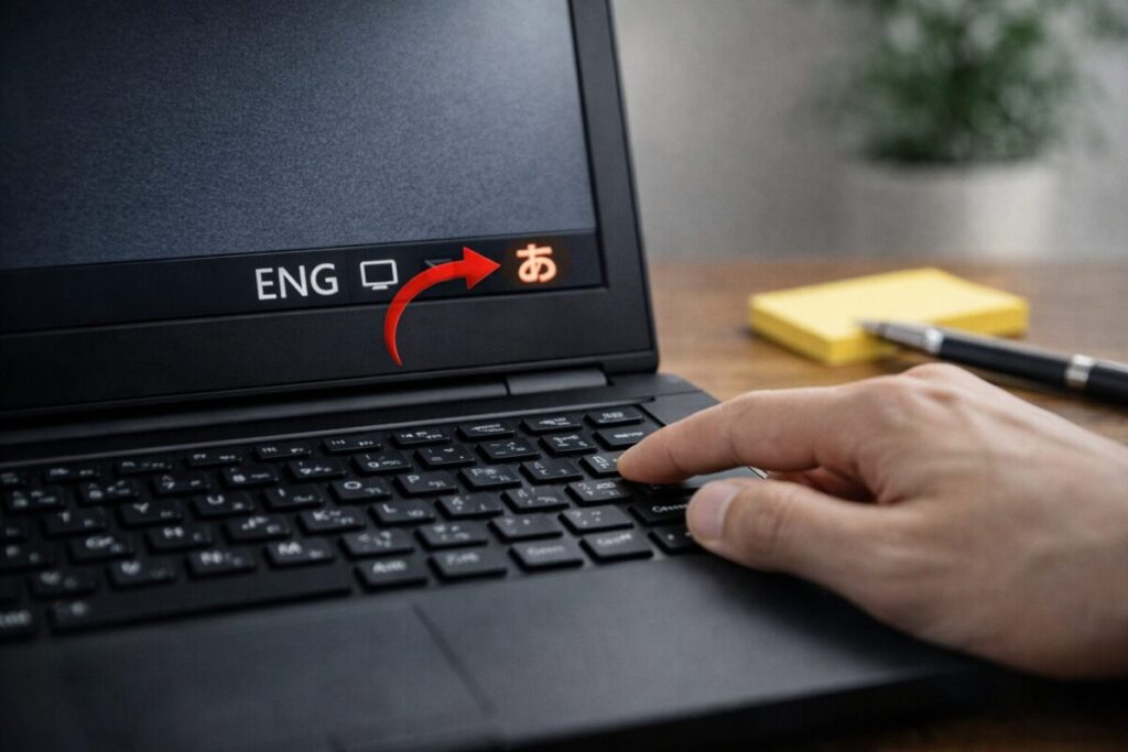 パソコンで半角英数字からひらがなに切替