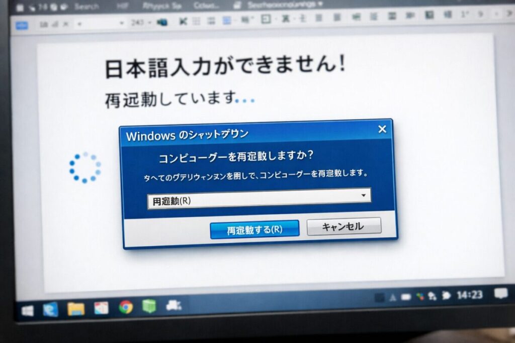 パソコンで日本語入力できない時の再起動