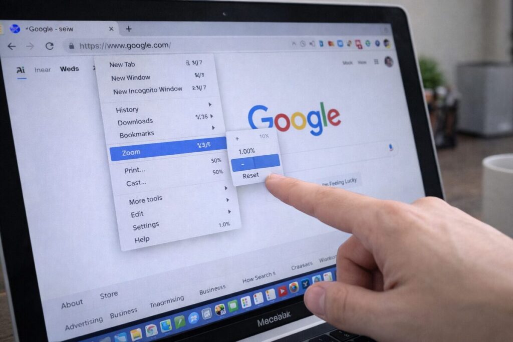 パソコン画面縮小をブラウザで調整