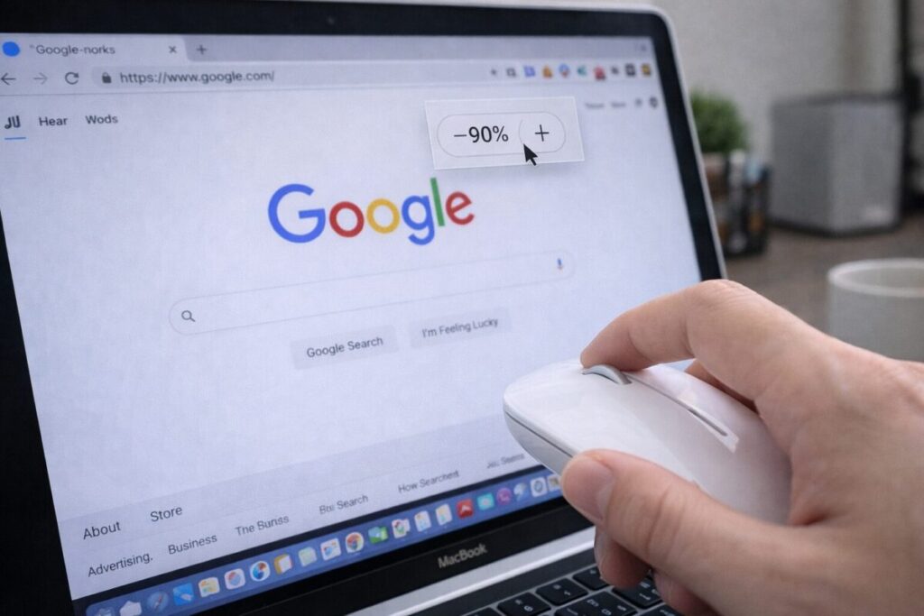 パソコン画面縮小をマウス操作で行う