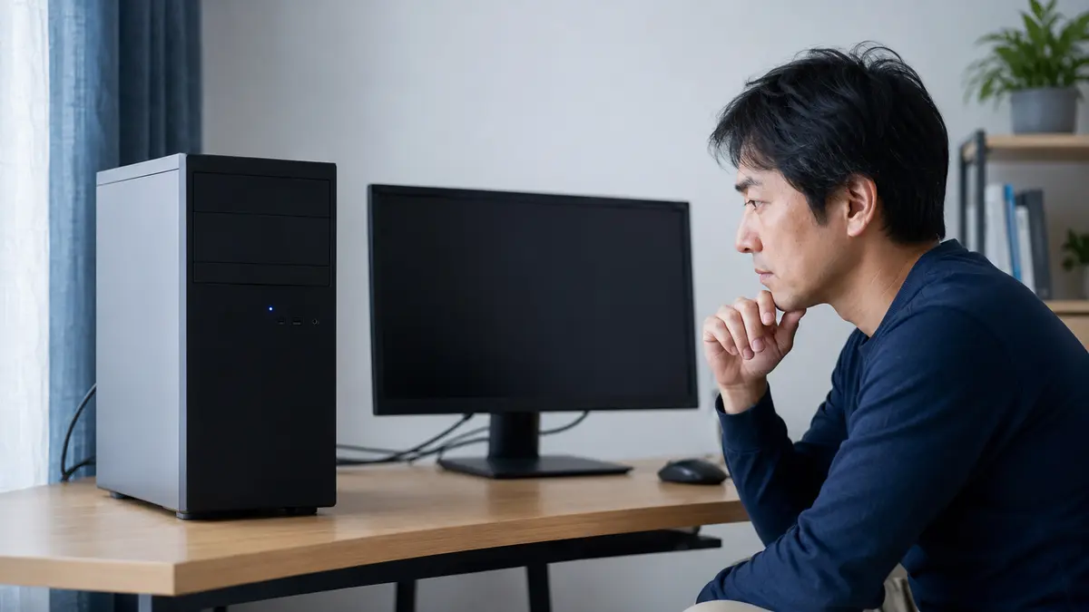 PCが起動しない原因を症状別に確認する様子