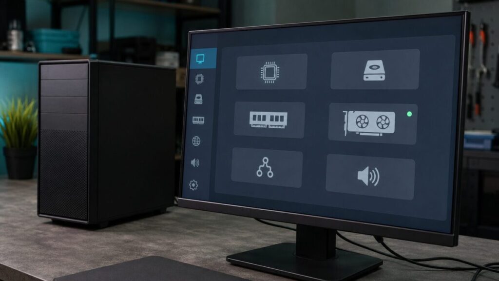 PCのGPU認識状態を確認する機器一覧画面