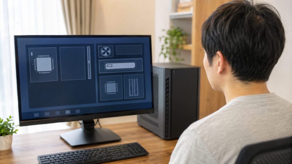 設定画面でM.2 SSDの認識状況を確認するユーザー