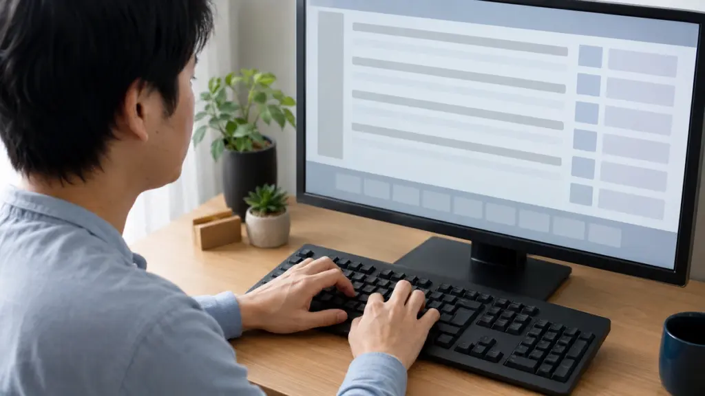 タスクマネージャーを開くためキーボードを操作する様子