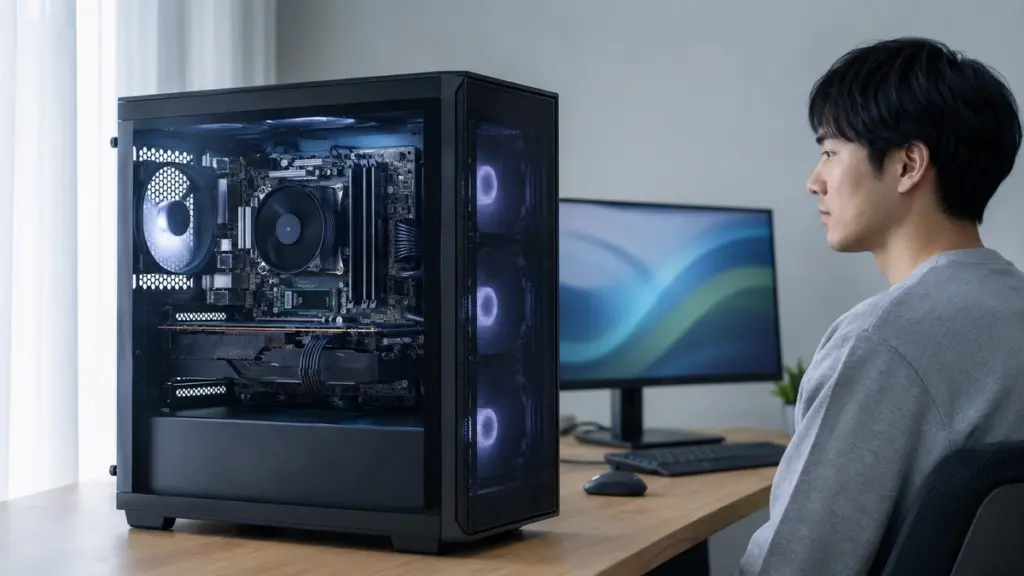 M.2 SSD周辺の冷却状態を確認する日本人ユーザー