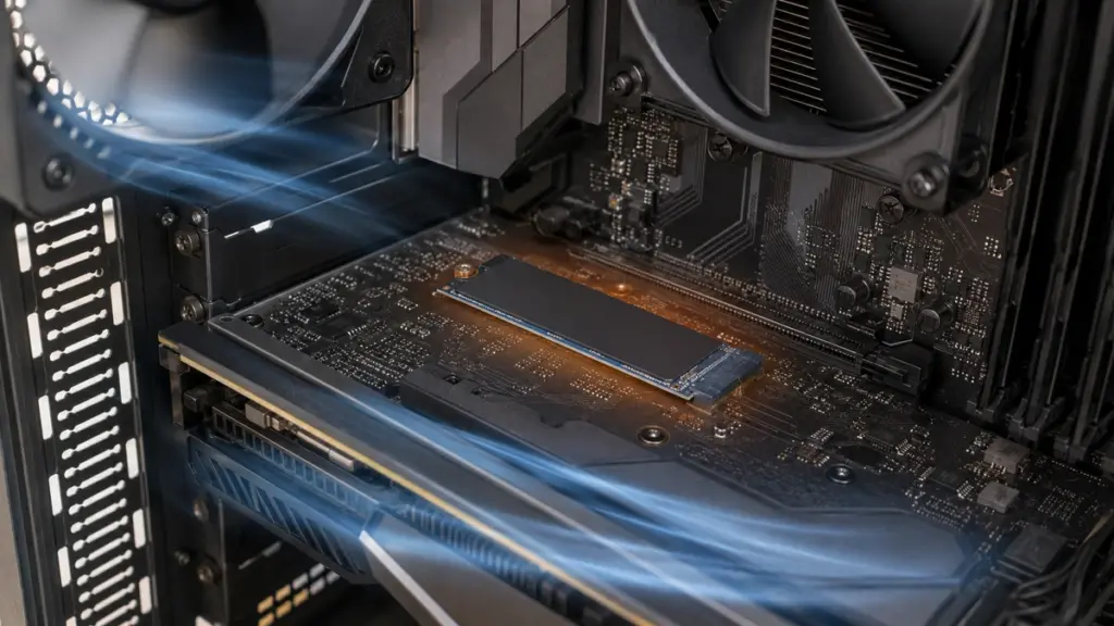 マザーボード上のM.2 SSDと周辺の温度変化