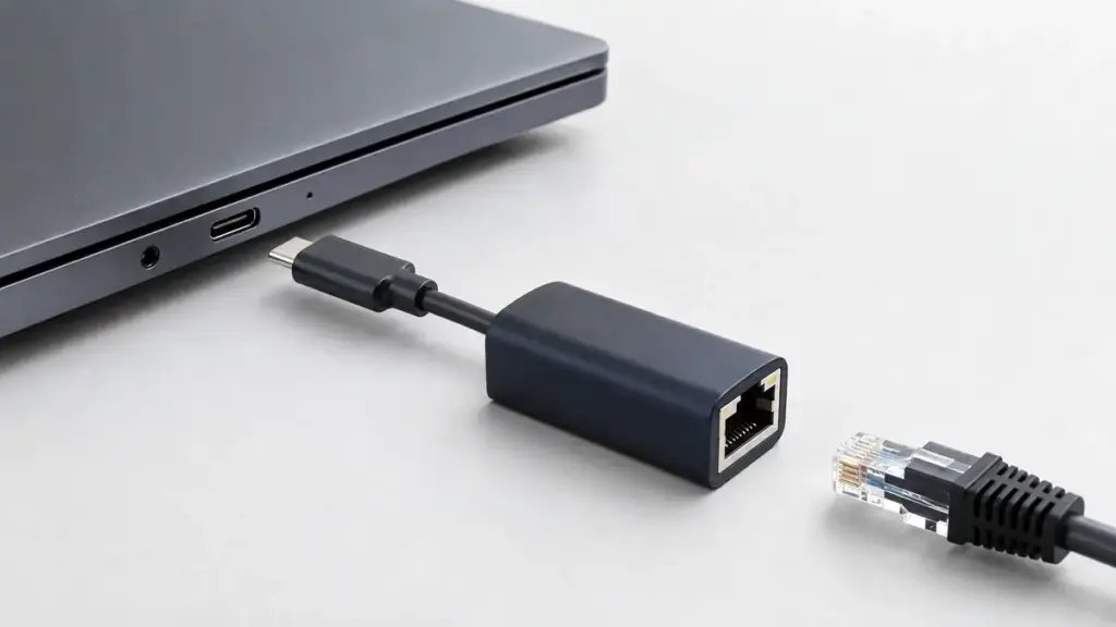 薄型ノートパソコンへ接続するUSB Type-C有線LANアダプター