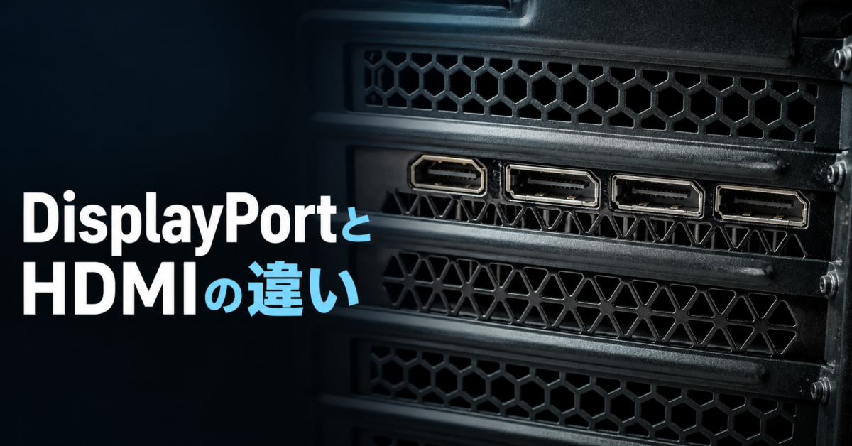 DisplayPortとHDMIの違いを示すグラフィックボードの映像出力端子